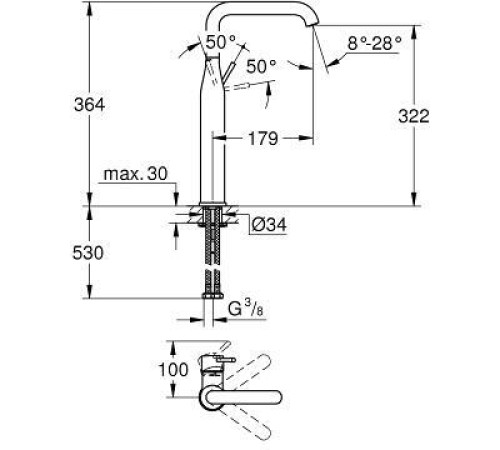 Смеситель для раковины GROHE Essence свободностоящий хром 32901001