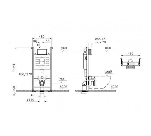 Комплект унитаз подвесной VitrA Integra Square с тонким сиденьем микролифт, инсталляцией и панелью смыва 9856B003-7207