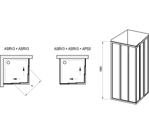 Душевая дверь RAVAK Supernova ASRV3-90 198 черный Transparent 15V703R2Z1