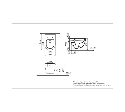 Комплект унитаз подвесной VitrA Mia Round с тонким сиденьем микролифт, инсталляцией и панелью смыва 9856B003-7200