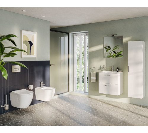 Комплект унитаз подвесной VitrA Mia Round с тонким сиденьем микролифт, инсталляцией и панелью смыва 9856B003-7200