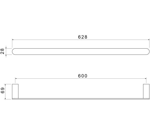 Полотенцедержатель Aquatek Лира 600 мм матовый черный AQ4414MB