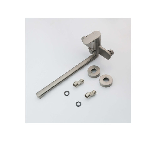 Смеситель для ванны с длинным изливом Aquanet Ника оружейная сталь AQ1842BGM