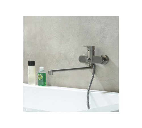 Смеситель для ванны с длинным изливом Aquanet Ника оружейная сталь AQ1842BGM