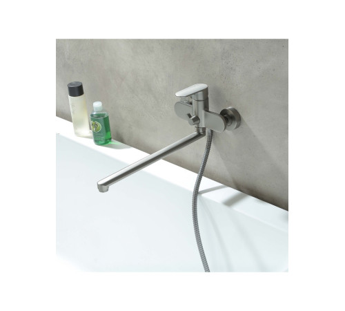 Смеситель для ванны с длинным изливом Aquanet Ника оружейная сталь AQ1842BGM