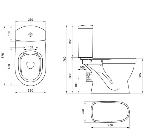 Унитаз-компакт Santek Алькор Rimless безободковый сиденье Soft Close 1.WH50.1.835