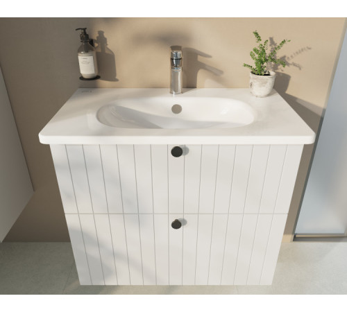 Тумба с раковиной VitrA Root Groove 80 см 2 ящика матовый белый 69436