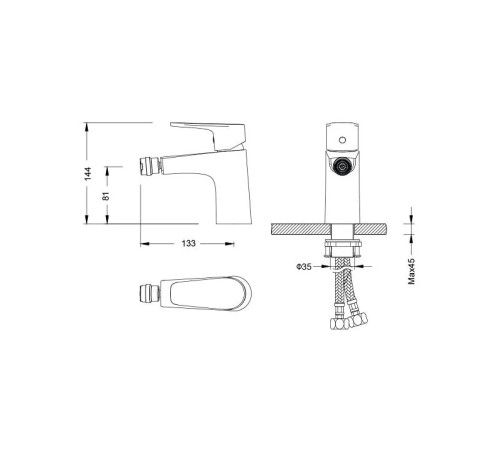Смеситель для биде AQUATEK БЕТТА оружейная сталь AQ1118BGM