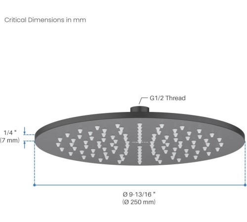 Верхний душ Aquanet AQ2077MB круглый 250х7 мм матовый черный AQ2077MB