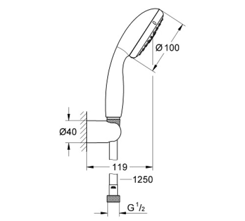 Душевой набор GROHE Tempesta New 100 ручной душ держатель шланг 1250 мм хром 27799001