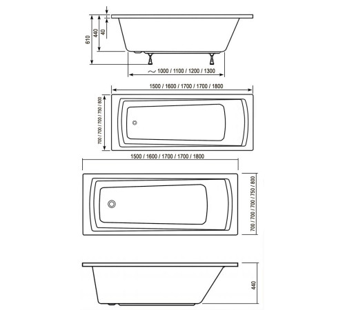 Ванна акриловая RAVAK Domino Plus 180х80 см C651R00000