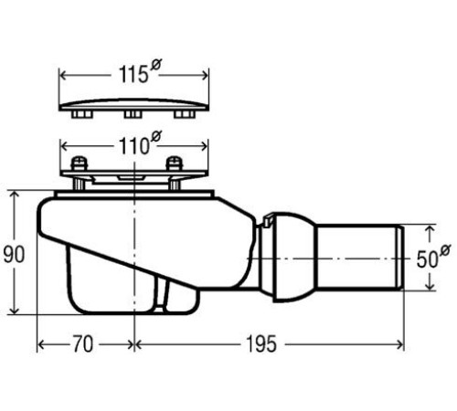 Сифон для душевого поддона Viega Tempoplex Plus 90 мм горизонтальный выпуск хром 578916