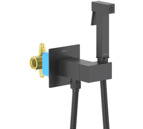 Комплект для гигиенического душа встроенный Aquanet Lira смеситель, лейка, шланг, матовый черный AQ1025MB