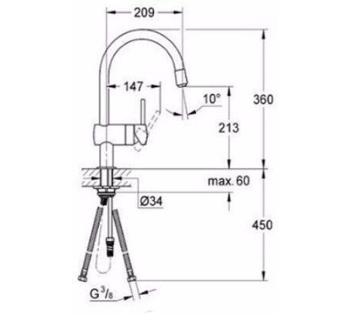 Смеситель для кухонной мойки GROHE Minta с выдвижным изливом хром 32918000