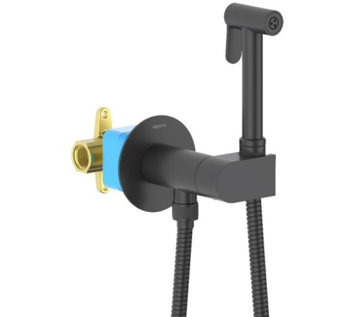 Комплект для гигиенического душа встроенный Aquatek Оберон с прогрессивным картриджем матовый черный AQ1024MB