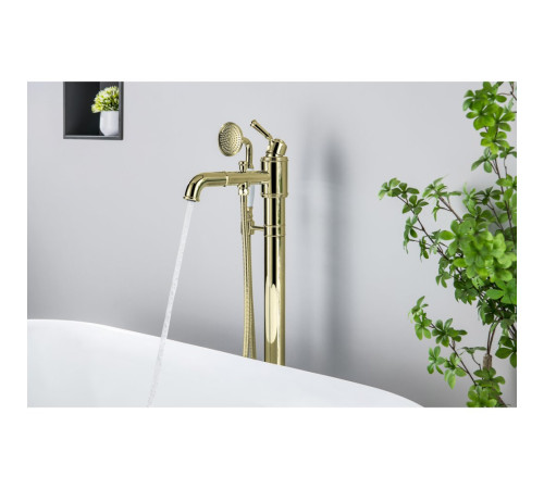 Смеситель для ванны напольный Aquanet Классик комплект полированное золото AQ1545PG