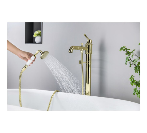 Смеситель для ванны напольный Aquanet Классик комплект полированное золото AQ1545PG