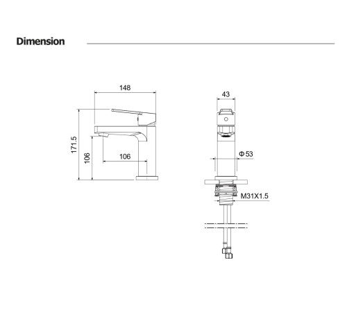 Смеситель для раковины Aquanet Лугано 106 мм без донного клапана оружейная сталь AQ1710BGM