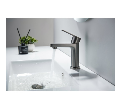 Смеситель для раковины Aquanet Лугано 106 мм без донного клапана оружейная сталь AQ1710BGM