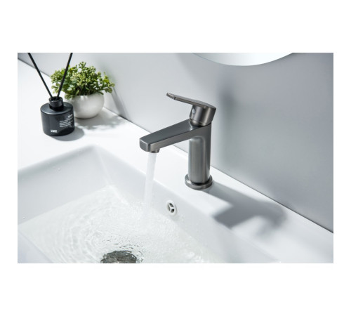 Смеситель для раковины Aquanet Лугано 106 мм без донного клапана оружейная сталь AQ1710BGM