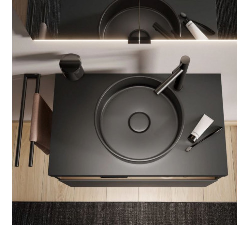 Умывальник керамический KEUCO Stageline D 400 мм без перелива черный 32880570400