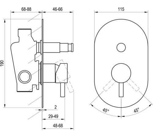 Смеситель скрытого монтажа Ravak Espirit ES 061.20GB.O2 графит X070321