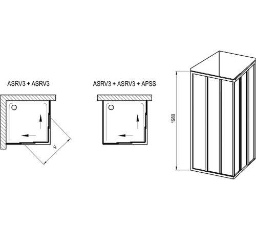 Душевая дверь RAVAK Supernova ASRV3-80 198 черный Transparent 15V403R2Z1