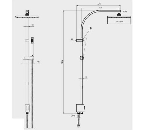 Душевая система TOPAZ Tiera 102158012EX