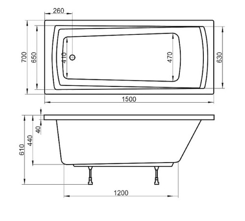 Ванна акриловая RAVAK Domino Plus 150х70 см C641R00000