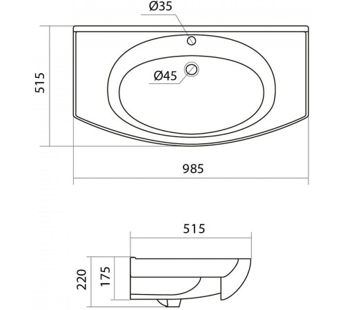 Умывальник Santek Энигма 100 см 1.WH20.7.777
