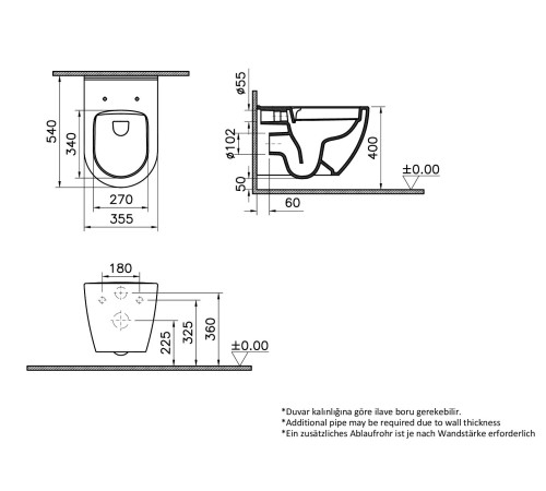 Комплект унитаз подвесной VitrA Mia Round с тонким сиденьем микролифт, инсталляцией и панелью смыва 9873B003-7201