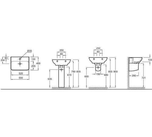 Раковина Jacob Delafon Struktura 55x40 см с отверстием под смеситель EGE112-00