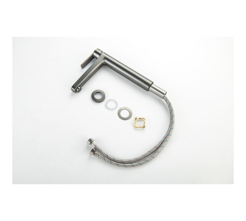 Смеситель для раковины Aquanet ЛУГАНО высокий 217 мм без донного клапана оружейная сталь AQ1704BGM