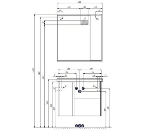 Зеркальный шкаф Aquaton Стоун 80 сосна арлингтон 1A228302SX850