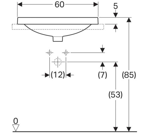 Раковина встраиваемая Geberit VariForm овальная 60х48 см с отверстием под смеситель 500.726.01.2