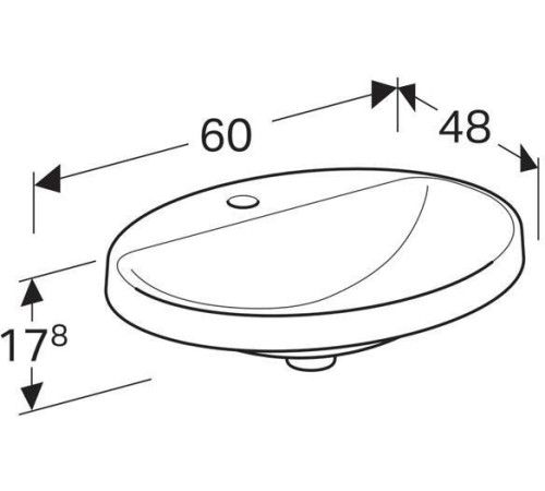 Раковина встраиваемая Geberit VariForm овальная 60х48 см с отверстием под смеситель 500.726.01.2