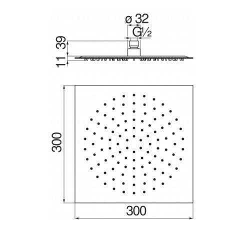 Верхний душ Paffoni 30х30 см AD139/118CR