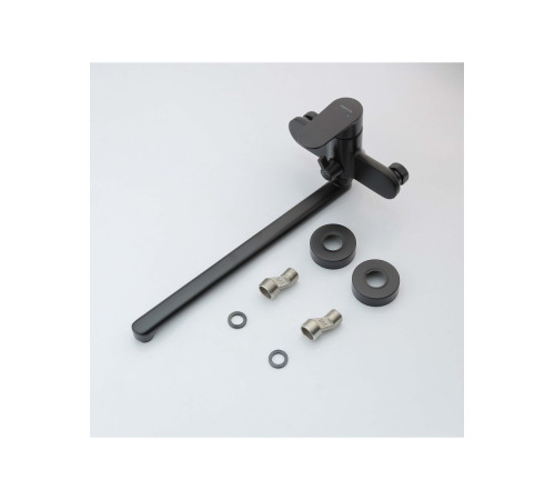 Смеситель для ванны с длинным изливом Aquanet Ника матовый черный AQ1842MB