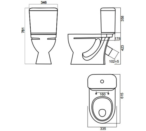 Унитаз-компакт Santeri Стандарт S1 белый WC.CC/Standart/1-P/WHT.G/S1