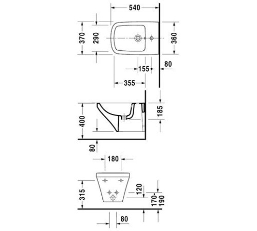 Биде подвесное Duravit DuraStyle 370x540 мм 2282150000