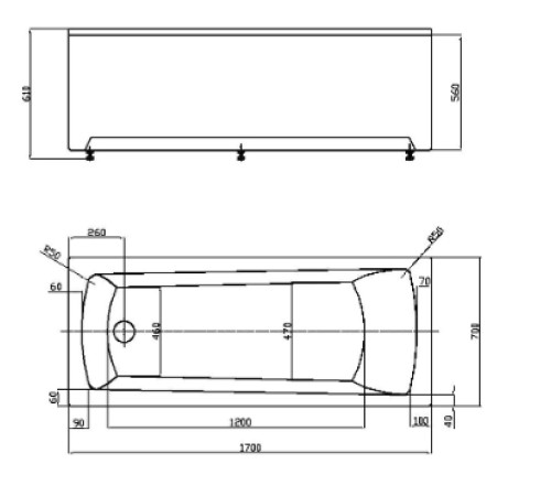 Ванна акриловая Тритон Либра 170х70 см NEW LIB170N-0000049
