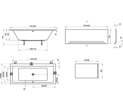 Ванна акриловая RAVAK Formy 01 170х75 см C691000000