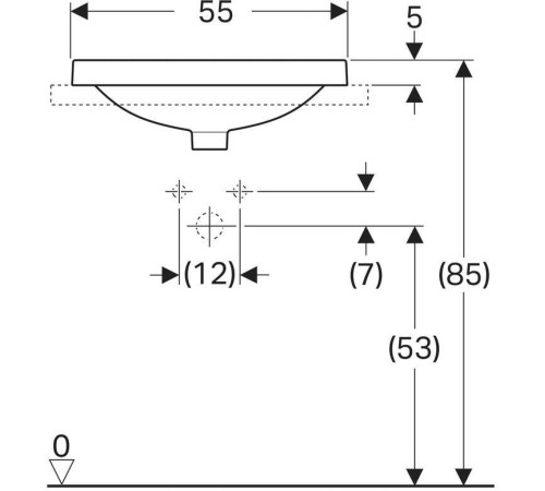 Раковина встраиваемая Geberit VariForm овальная 55х45 см с отверстием под смеситель 500.720.01.2