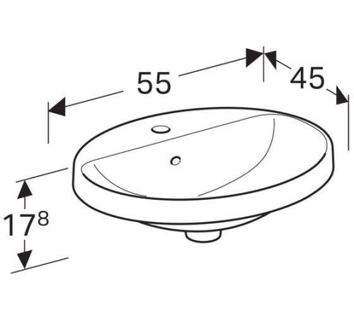 Раковина встраиваемая Geberit VariForm овальная 55х45 см с отверстием под смеситель 500.720.01.2