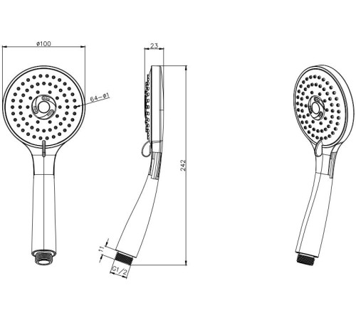 Ручной душ Aquanet Вега 3jet хром AQ2003CR