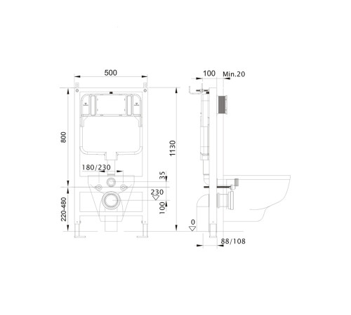 Комплект инсталляции AQUATEK Сириус (рама INS-0000012, унитаз AQ1582T-00 Tornado, сиденье soft-close) СИРИУС