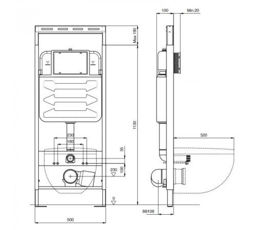 Комплект инсталляции AQUATEK ВЕГА-1905-016 рама INS-0000012 кнопка KDI-0000016 унитаз AQ1905-00 крепеж KKI-0000002