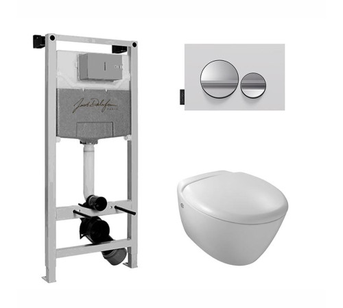 Унитаз с инсталляцией Jacob Delafon Elite сиденье тонкое микролифт панель для двойного смыва глянцевый белый E21743RU-00