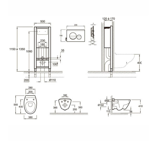 Унитаз с инсталляцией Jacob Delafon Elite сиденье тонкое микролифт панель для двойного смыва глянцевый белый E21743RU-00