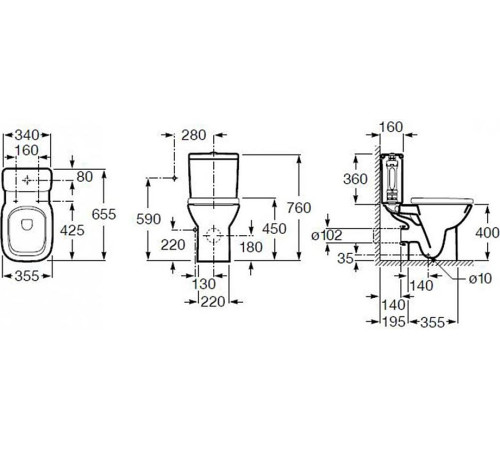Унитаз напольный под бачок Roca Debba 655 мм 34299700Y